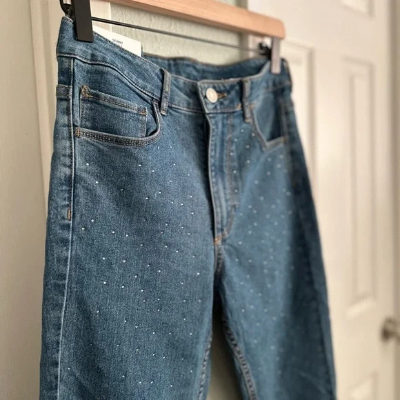NWT H&M Rhinestones Skinny Ankle High Waist Jeans Size: 29 - Picture 1 of 10